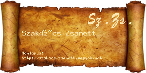 Szakács Zsanett névjegykártya